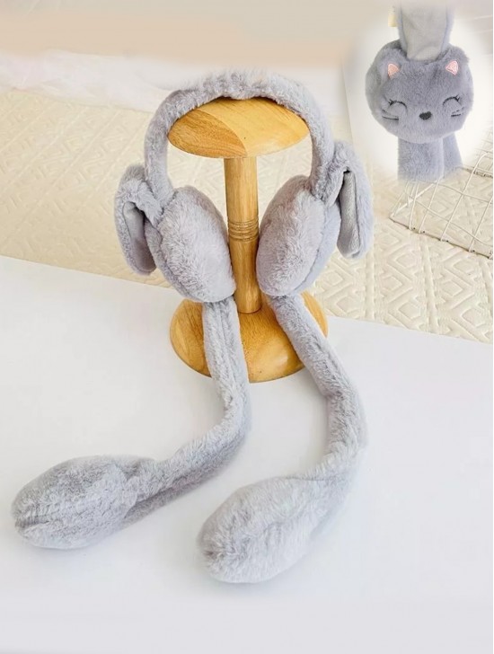 Cute Rabbit Ear Stand Up with a Press Earmuffs 